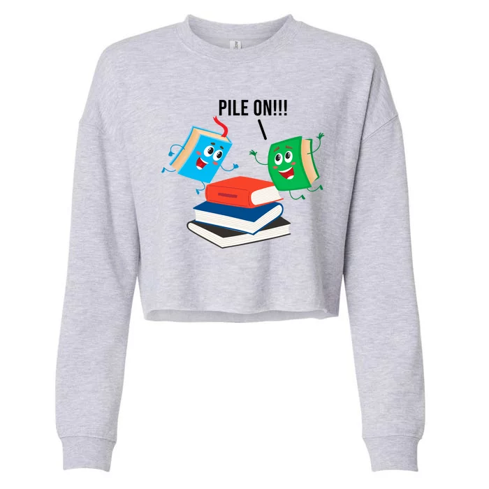 Pile On Books Cropped Pullover Crew