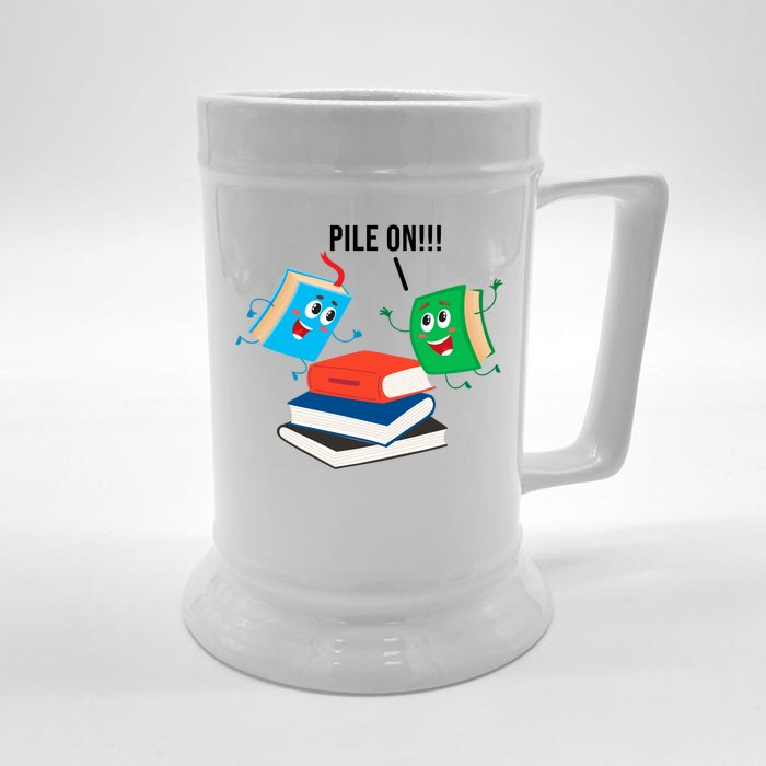 Pile On Books Front & Back Beer Stein