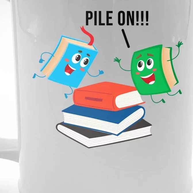 Pile On Books Front & Back Beer Stein