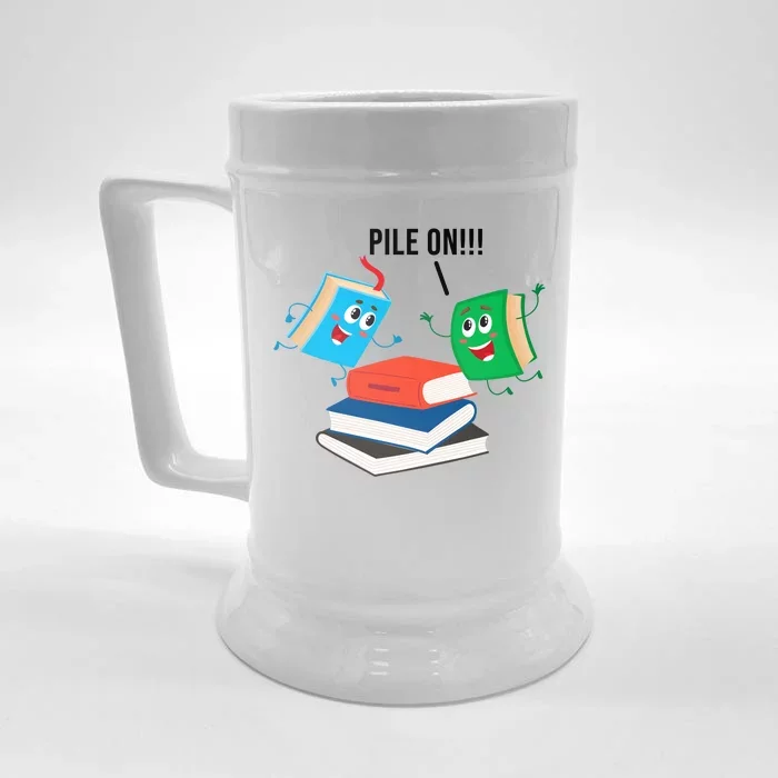 Pile On Books Front & Back Beer Stein