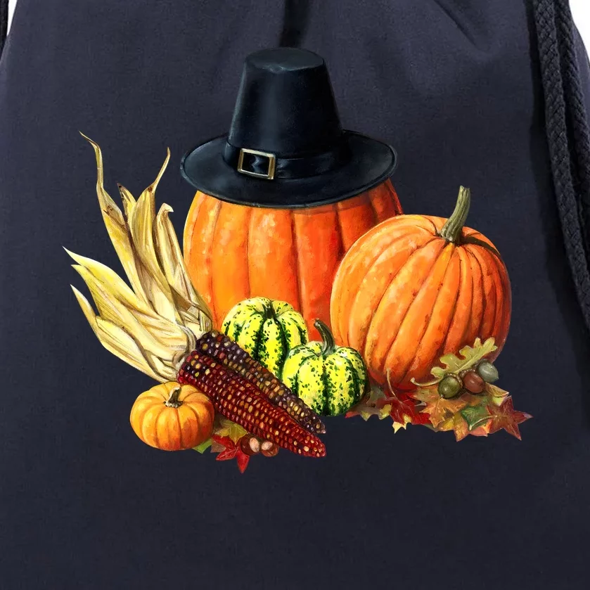 Pilgrim Thanksgiving Drawstring Bag