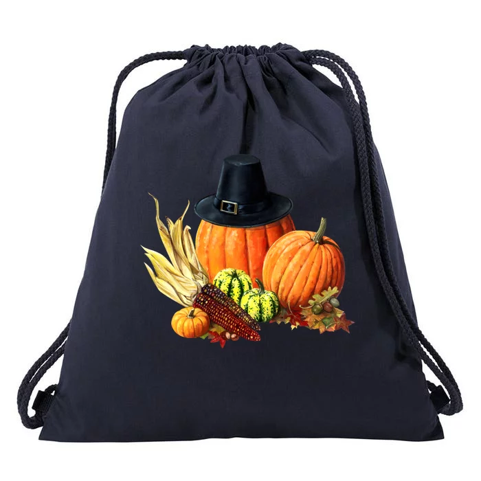 Pilgrim Thanksgiving Drawstring Bag