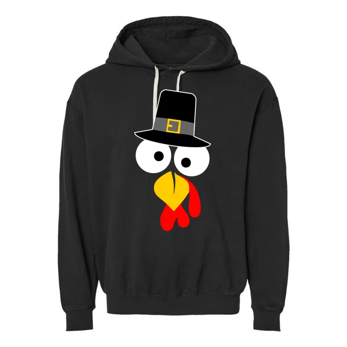 Pilgrim Turkey Big Face Thanksgiving Garment-Dyed Fleece Hoodie