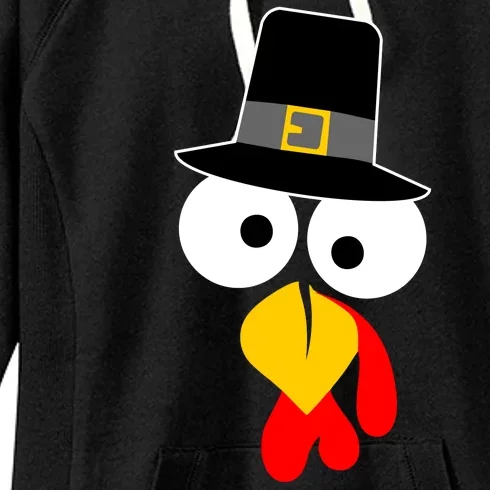 Pilgrim Turkey Big Face Thanksgiving Women's Fleece Hoodie