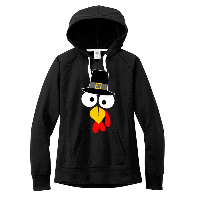 Pilgrim Turkey Big Face Thanksgiving Women's Fleece Hoodie