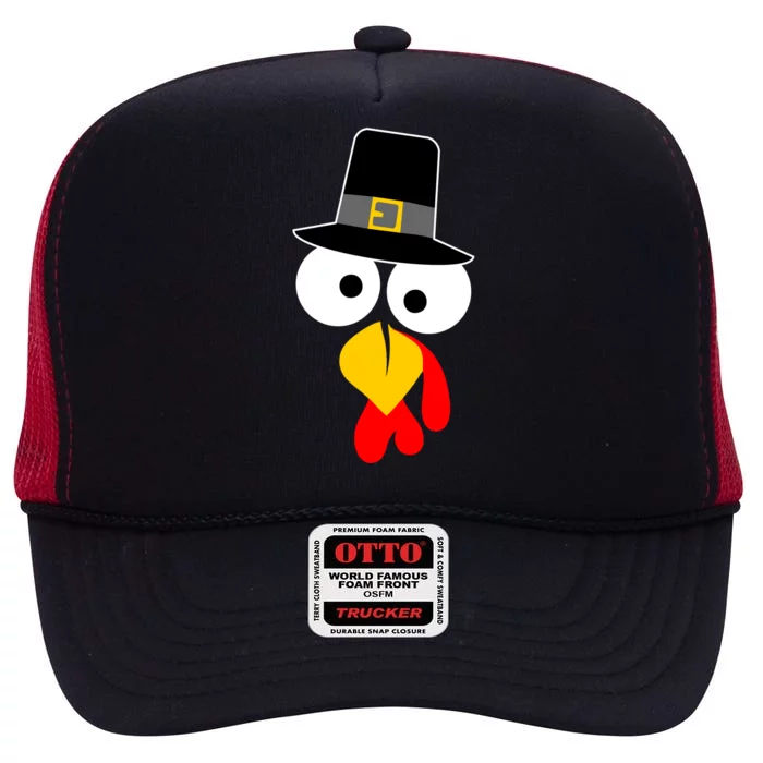 Pilgrim Turkey Big Face Thanksgiving High Crown Mesh Trucker Hat