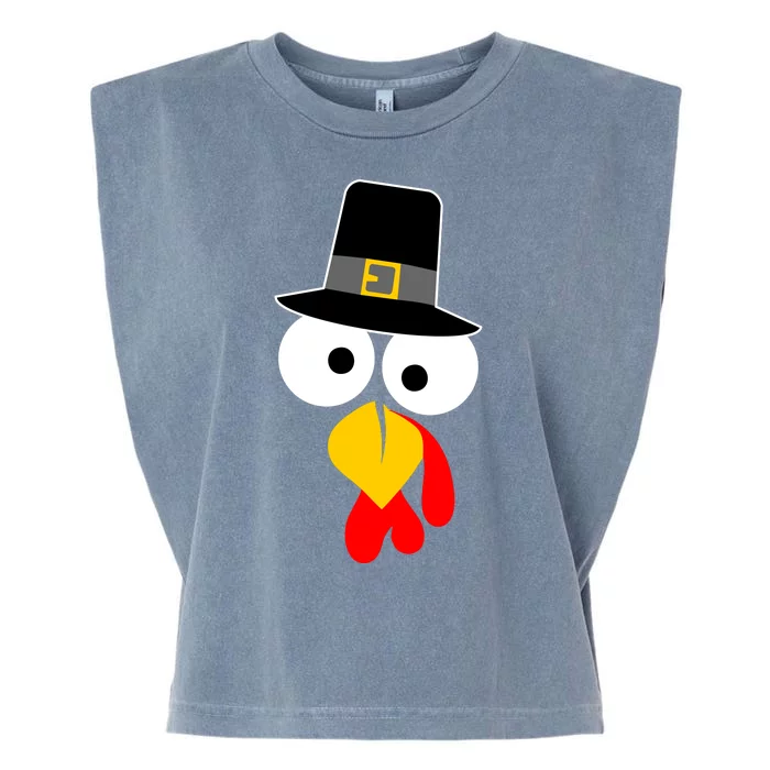 Pilgrim Turkey Big Face Thanksgiving Garment-Dyed Women's Muscle Tee