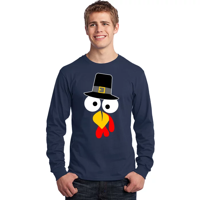 Pilgrim Turkey Big Face Thanksgiving Long Sleeve Shirt