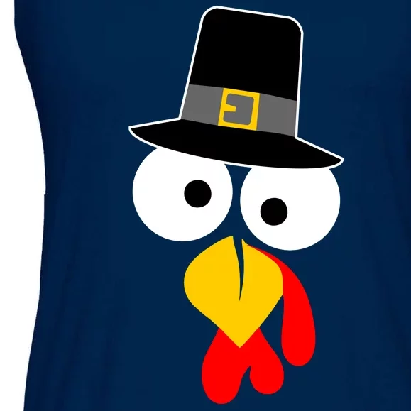 Pilgrim Turkey Big Face Thanksgiving Ladies Essential Flowy Tank