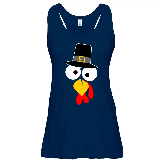 Pilgrim Turkey Big Face Thanksgiving Ladies Essential Flowy Tank