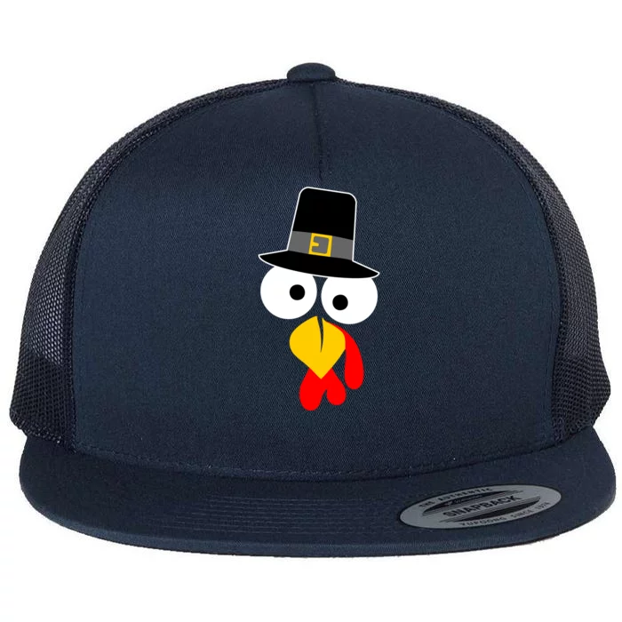 Pilgrim Turkey Big Face Thanksgiving Flat Bill Trucker Hat