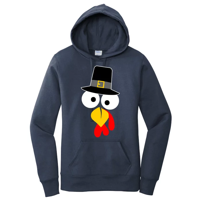 Pilgrim Turkey Big Face Thanksgiving Women's Pullover Hoodie