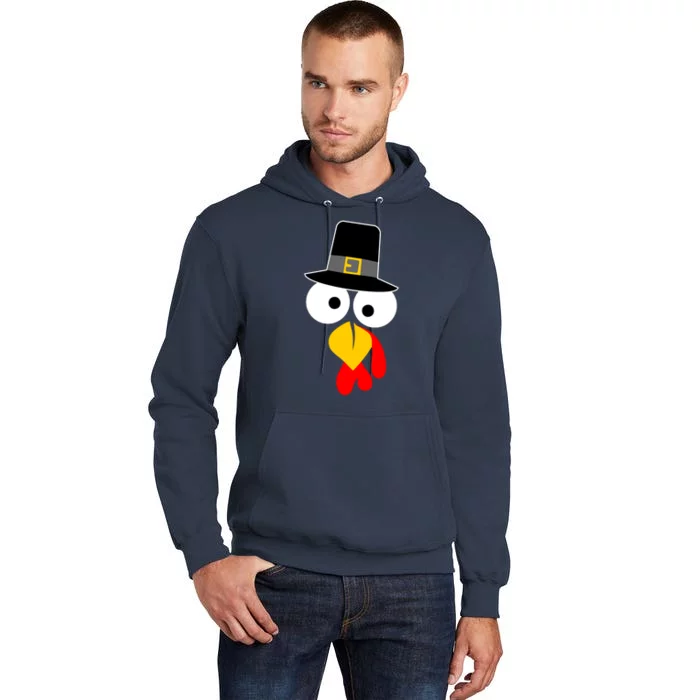 Pilgrim Turkey Big Face Thanksgiving Tall Hoodie