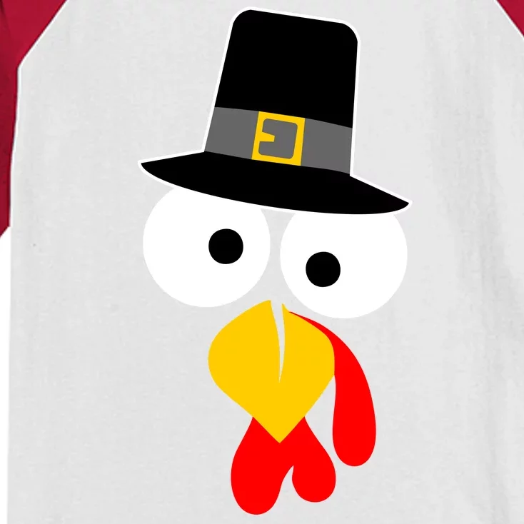 Pilgrim Turkey Big Face Thanksgiving Kids Colorblock Raglan Jersey