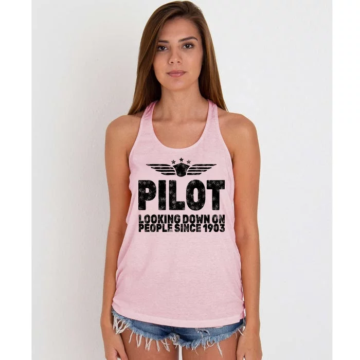 Pilot Looking Down On People Since 1903 Women's Knotted Racerback Tank