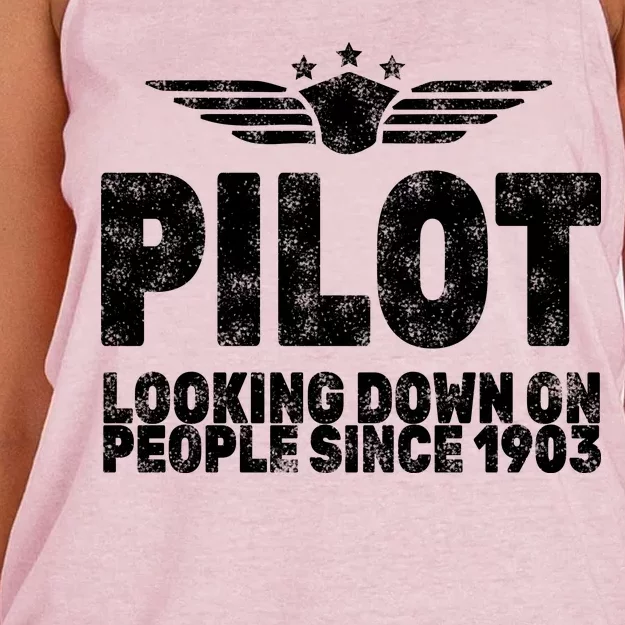 Pilot Looking Down On People Since 1903 Women's Knotted Racerback Tank