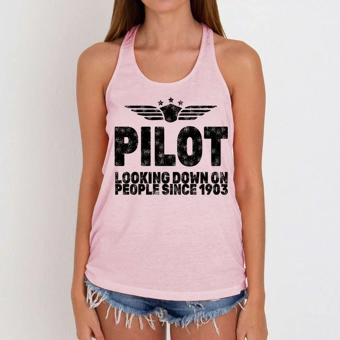 Pilot Looking Down On People Since 1903 Women's Knotted Racerback Tank