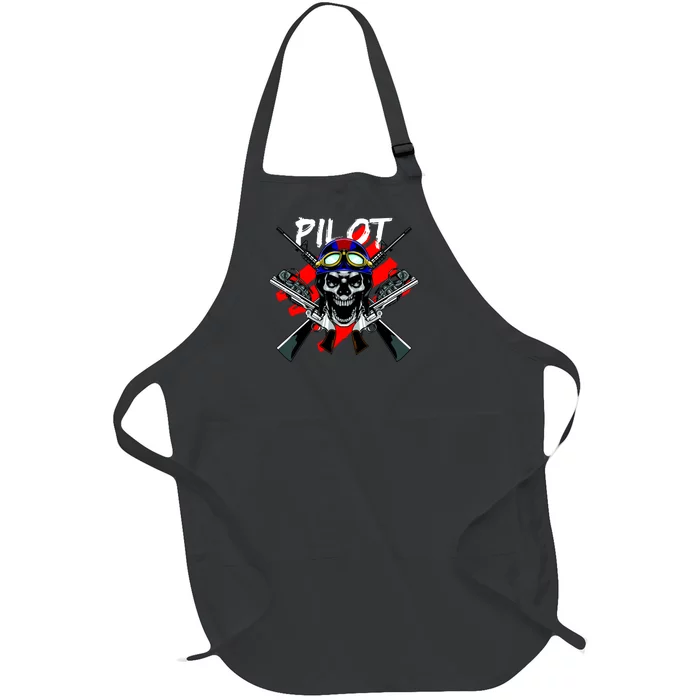 Pilot Skull Full-Length Apron With Pocket