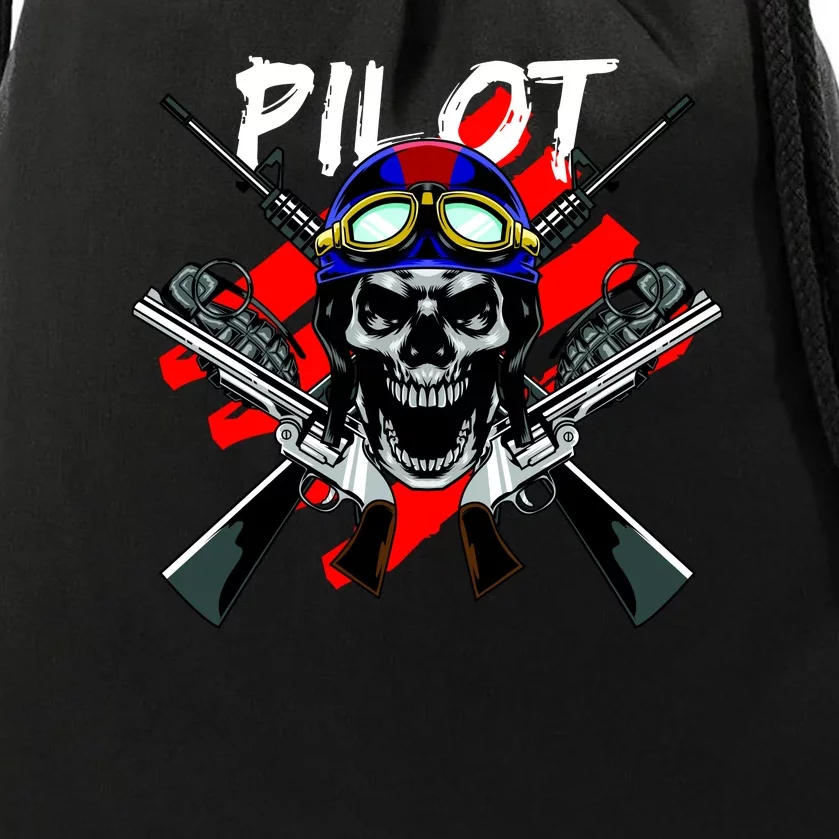 Pilot Skull Drawstring Bag