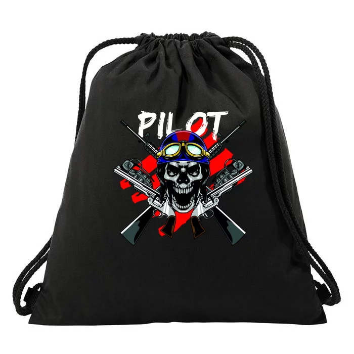 Pilot Skull Drawstring Bag