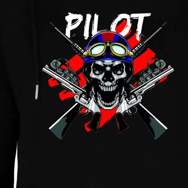 Pilot Skull Womens Funnel Neck Pullover Hood