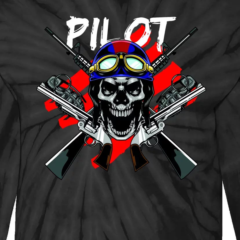 Pilot Skull Tie-Dye Long Sleeve Shirt