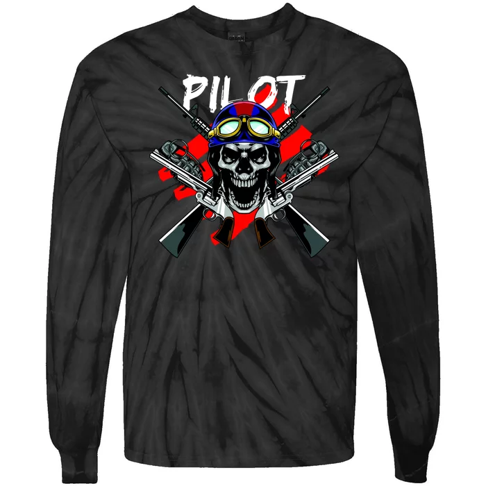 Pilot Skull Tie-Dye Long Sleeve Shirt