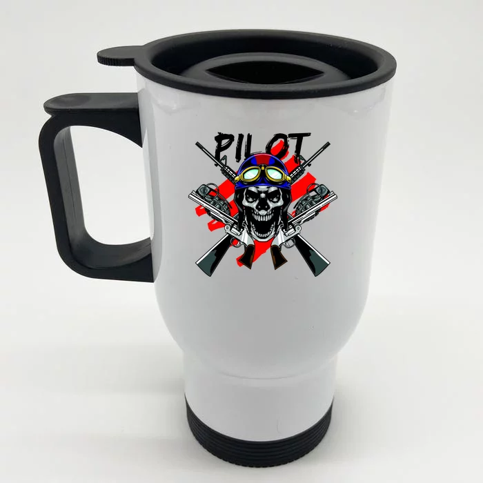 Pilot Skull Front & Back Stainless Steel Travel Mug