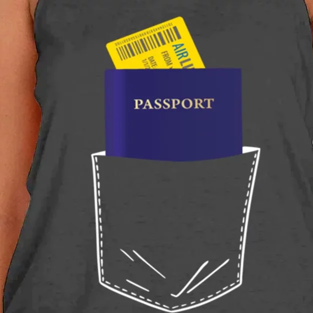 Passport In My Pocket World Traveller And Globe Trotter Gift Women's Knotted Racerback Tank