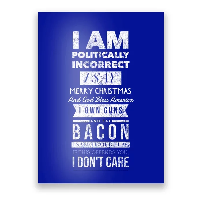 Politically Incorrect Merry Christmas God Bless America Cute Gift Poster