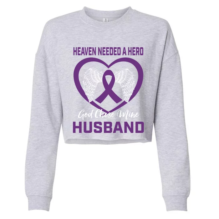 Purple In Memory Of My Husband Pancreatic Cancer Awareness Gift Cropped Pullover Crew