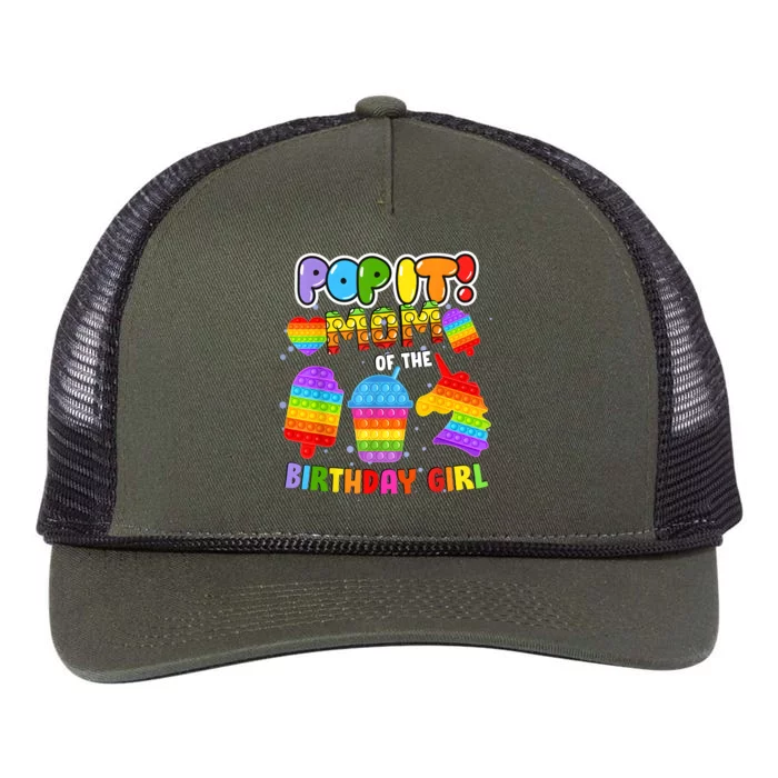 Pop It Mom Of The Birthday Girl Fidget Family Matching Retro Rope Trucker Hat Cap