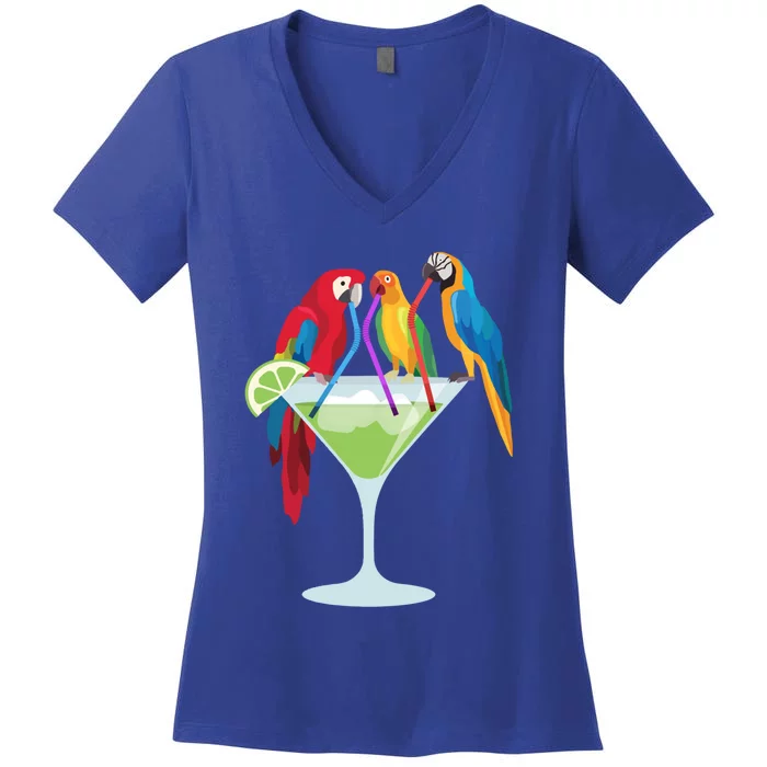 Parrots Ing Margarita Tropical Vacation Hawaiian Birds Cool Gift Women's V-Neck T-Shirt