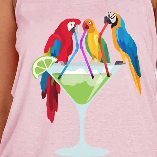 Parrots Ing Margarita Tropical Vacation Hawaiian Birds Cool Gift Women's Knotted Racerback Tank