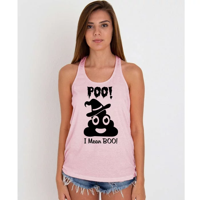 Poo I Mean Boo Halloween Quote Women's Knotted Racerback Tank