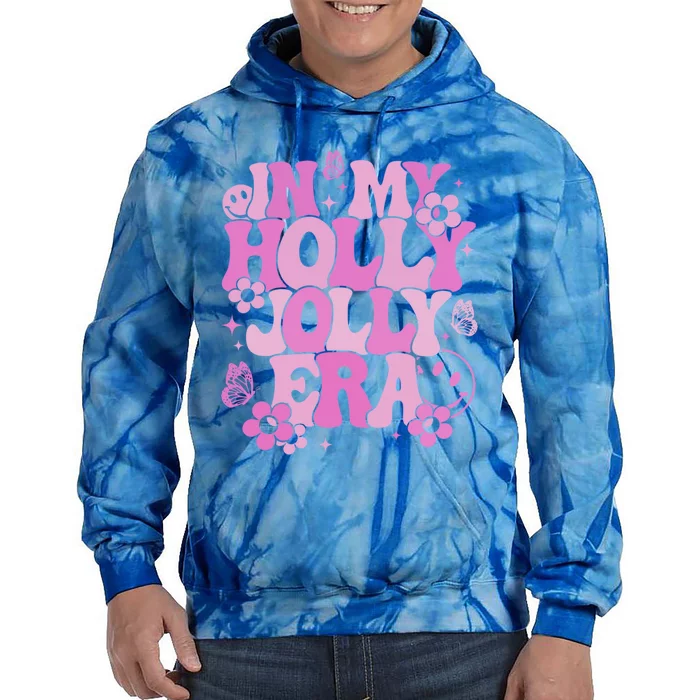 Pink In My Holly Xmas Jolly Era Groovy Retro Christmas Gift Tie Dye Hoodie