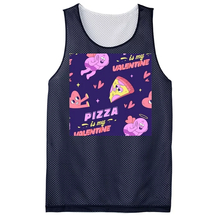 Pizza Is My Valentine Funny Mesh Reversible Basketball Jersey Tank