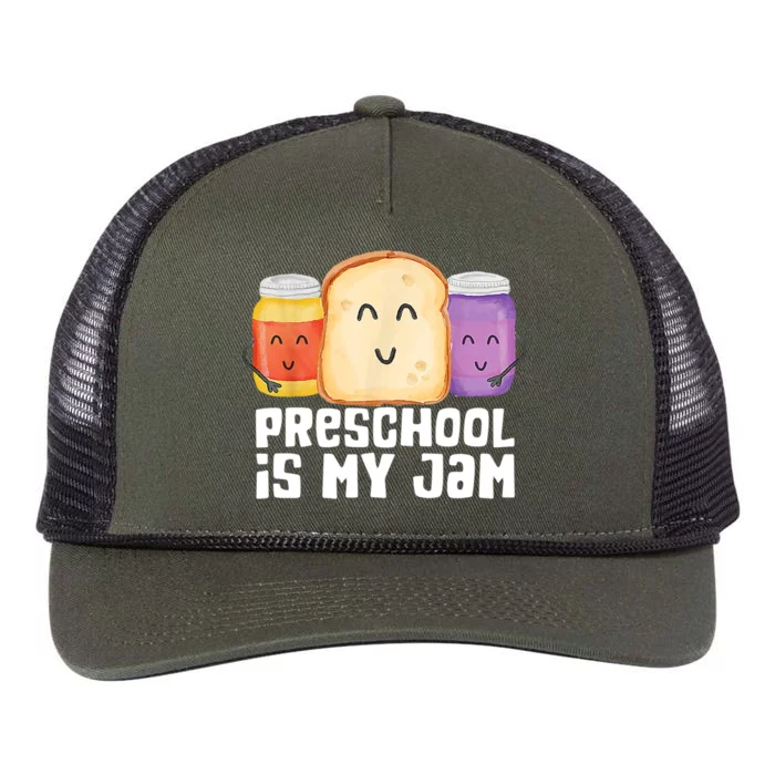 Preschool Is My Jam Back To School Funny Retro Rope Trucker Hat Cap