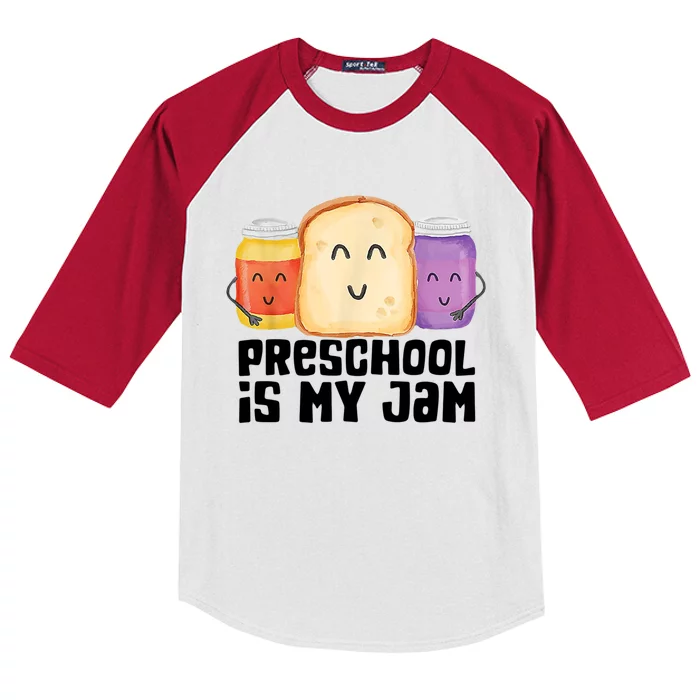 Preschool Is My Jam Back To School Funny Kids Colorblock Raglan Jersey