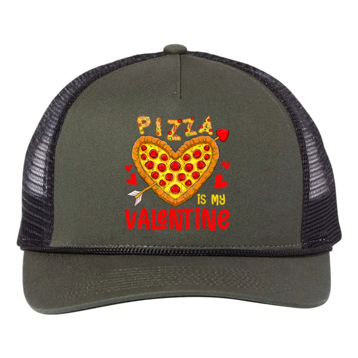 Pizza Is My Valentine Funny Valentines Day Retro Rope Trucker Hat Cap