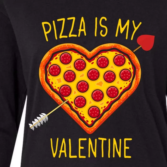 Pizza Is My Valentine Heart Pepperoni Lover Valentines Day Gift Womens Cotton Relaxed Long Sleeve T-Shirt