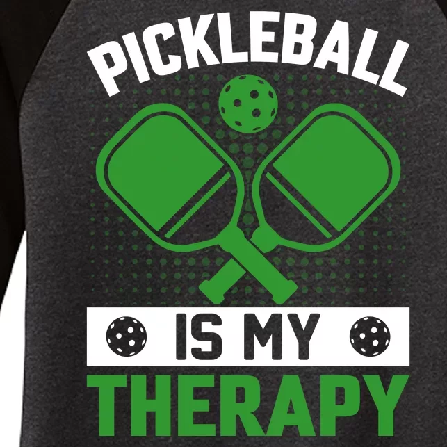 Pickleball Is My Therapy Funny Pickleball Women's Tri-Blend 3/4-Sleeve Raglan Shirt