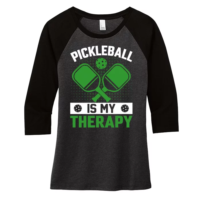 Pickleball Is My Therapy Funny Pickleball Women's Tri-Blend 3/4-Sleeve Raglan Shirt