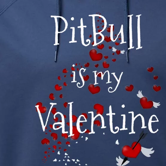 Pitbull Is My Valentine Tee Funny Dog Lover Valentines Day Funny Gift Performance Fleece Hoodie