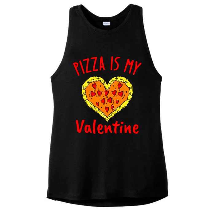 Pizza Is My Valentine Ladies Tri-Blend Wicking Tank