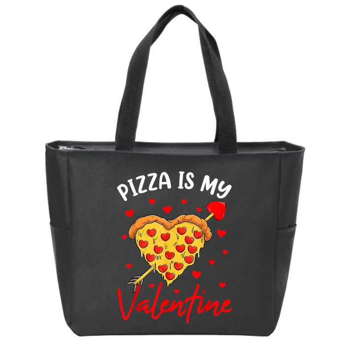 Pizza Is My Valentine Funny Valentines Day Heart Shape 2024 Zip Tote Bag