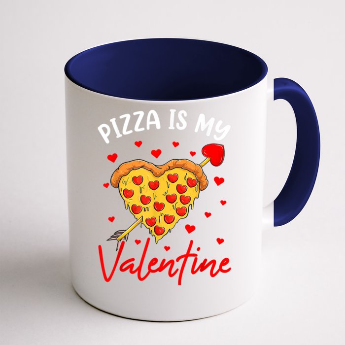 Pizza Is My Valentine Funny Valentines Day Heart Shape 2024 Front & Back Coffee Mug