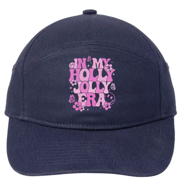 Pink In My Holly Xmas Jolly Era Groovy Retro Christmas Cute Gift 7-Panel Snapback Hat