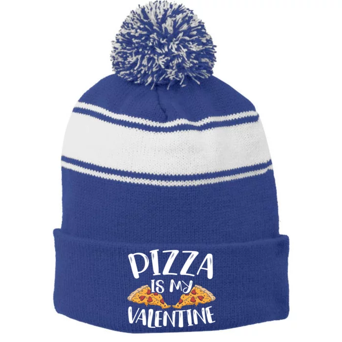 Pizza Is My Valentines Day Hearts Day Foodie Italian Food Gift Stripe Pom Pom Beanie