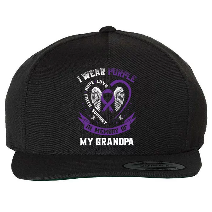 Purple In Memory Of My Grandpa Alzheimers Detia Graphic Gift Wool Snapback Cap